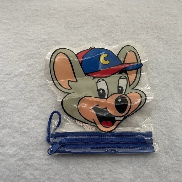 Chuck E Cheese Plastic Zip Up Pouch Bag With Tickets Blue Face 2000’s - Picture 15 of 15